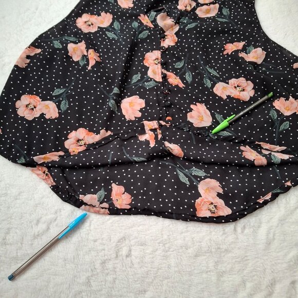 Torrid Harper Floral Polka Dot Blouse Sz 2 Crop Button Down Rockabilly Office - Picture 11 of 11